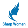 Sharp Women face logo with text (trsp, blue, 1200x1200x150dpi)