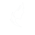 Sharp Women face logo with text (trsp, white, 800x800x150dpi)